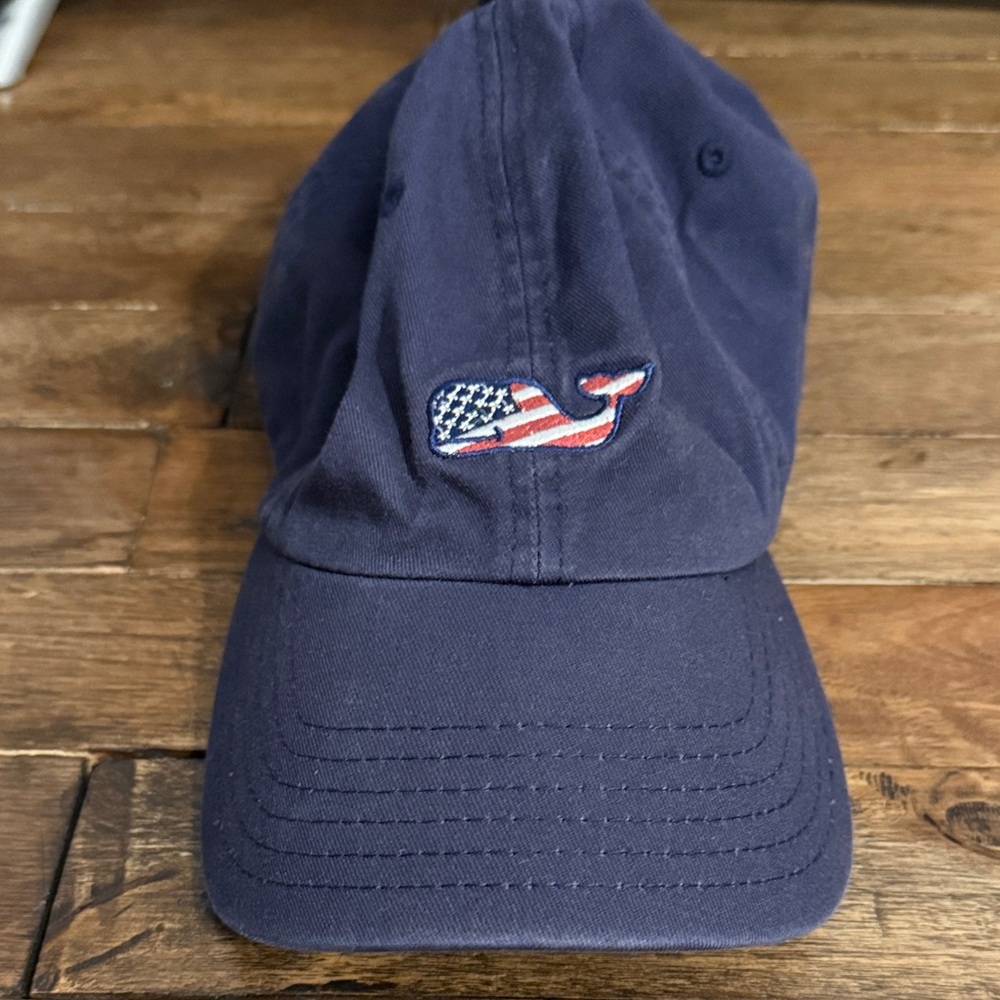 Vineyard Vines Navy Cap with Tan Leather Strap